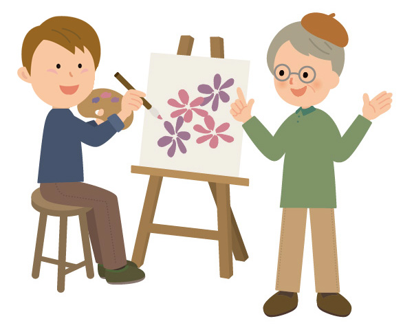 中学生と美術の先生イラスト